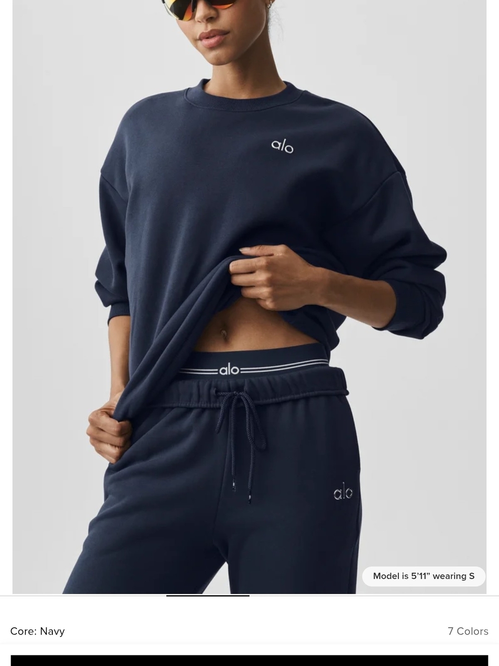 ALO Accolade Crewneck And Suit Up Trousers Small Navy NWT